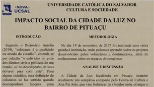 Impacto social da Cidade da Luz no Bairro de Pituaçu